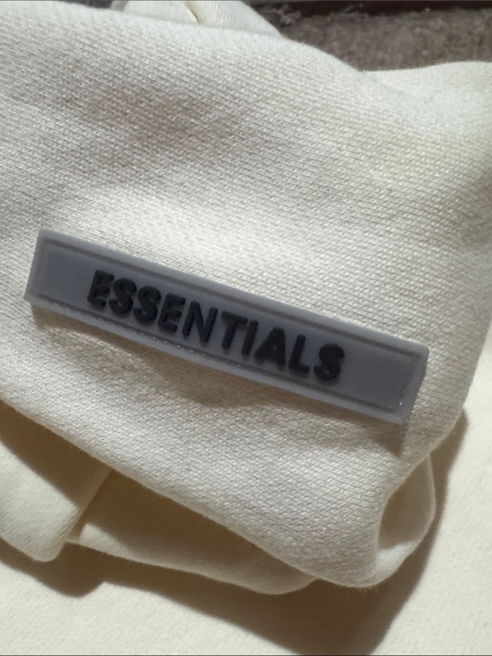 Essentials Cream Hoodie with Black Logo - Picture 9 of 12